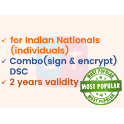 Combo (Sign+Encrypt) DSC for Individual, 2yr validity (w/o FIPS token) Combo (Sign+Encrypt) DSC for Individual, 2yr validity (w/o FIPS token)