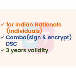 Combo (Sign+Encrypt) DSC for Individual, 3yr validity (w/o FIPS token) Combo (Sign+Encrypt) DSC for Individual, 3yr validity (w/o FIPS token)