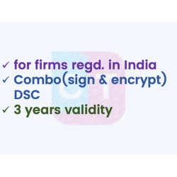 Combo (Sign+Encrypt) DSC for Organisation, 3 yr validity (w/o FIPS token) Combo (Sign+Encrypt) DSC for Organisation, 3 yr validity (w/o FIPS token)