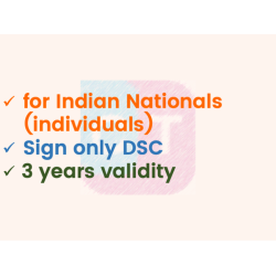 Sign only DSC for Individual, 3 yr validity (w/o FIPS token) Sign only DSC for Individual, 3 yr validity (w/o FIPS token)