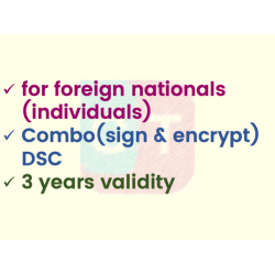 Combo (Sign+Encrypt) DSC for foreign national, 3yr validity (w/o FIPS token) Combo (Sign+Encrypt) DSC for foreign national, 3yr validity (w/o FIPS token)