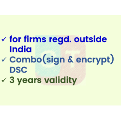 Combo (Sign+Encrypt) DSC for foreign organisation, 3 yr validity (w/o FIPS token) Combo (Sign+Encrypt) DSC for foreign organisation, 3 yr validity (w/o FIPS token)