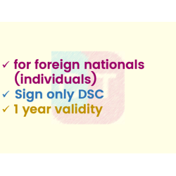 Sign only DSC for foreign national, 1yr validity (w/o FIPS token) - Class 3 Sign only DSC for foreign national, 1yr validity (w/o FIPS token) - Class 3